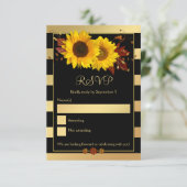 Zonnebloem Gold Striped Fall Wedding RSVP-kaart Kaart (Staand voorkant)
