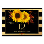Zonnebloem Gold Striped Wedding Table Number Kaart (Achterkant)