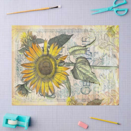Zonnebloem  Golden Summer Ephemera ontkoppeling Tissuepapier (Craft)