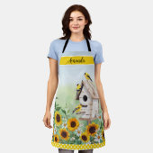 Zonnebloem Goldfinch Birdhouse Gepersonaliseerde n Schort (Gedragen)