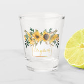 Zonnebloem Goud Aangepaste bloem Shot Glas (Voorkant)