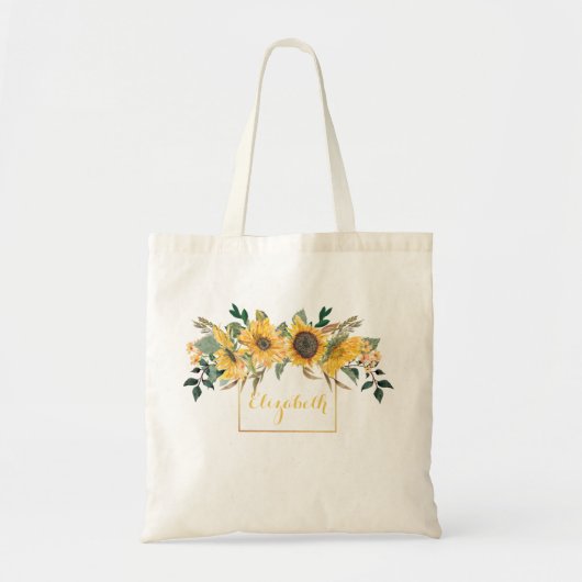 Zonnebloem Goud Aangepaste bloem Tote Bag (Voorkant)