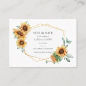Zonnebloem Goud Geometrisch Lijst Sla de datumkaar Visitekaartje (Voorkant)