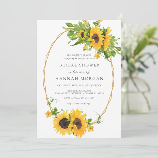 Zonnebloem Goud Geometrisch Lijst Vrijgezellenfees Kaart (Staand voorkant)