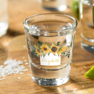 Zonnebloem Goud Gepersonaliseerde Bloem Shot Glas