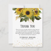 Zonnebloem & Goud Hart Foto Sympathie Bedankkaart (Voorkant)