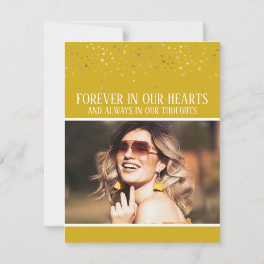 Zonnebloem & Goud Hart Foto Sympathie Bedankkaart (Achterkant)