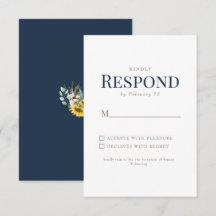 Zonnebloem Goud & Marine Tekst Trouw-RSVP