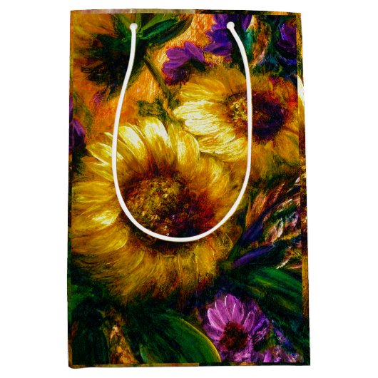 "Zonnebloem Goud" Medium Cadeauzakje (Voorkant)