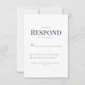 Zonnebloem Goud & Navy Tekst Bruiloft RSVP (Voorkant)