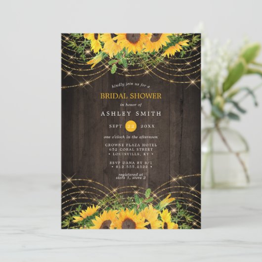 Zonnebloem Goud Rustisch Vrijgezellenfeest Kaart (Staand voorkant)