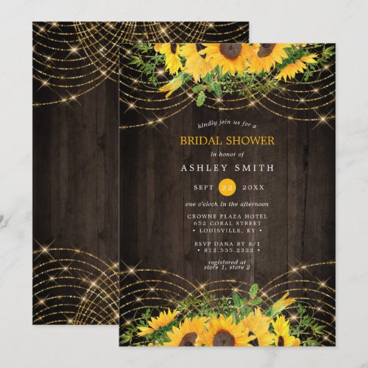 Zonnebloem Goud Rustisch Vrijgezellenfeest Kaart (Voorkant / Achterkant)