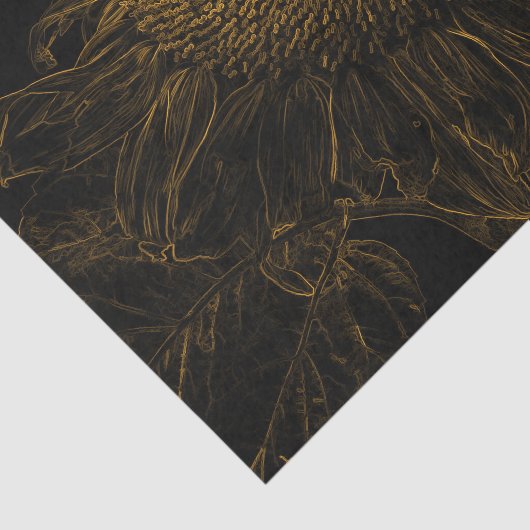 Zonnebloem Goud Zwart Bloemen Art Decoupage Tissuepapier (Detail)