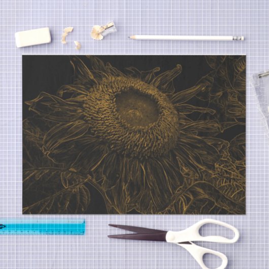 Zonnebloem Goud Zwart Bloemen Art Decoupage Tissuepapier (Craft)