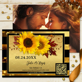 Zonnebloem Goud Zwart Foto Save the Date Kaart
