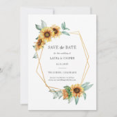 Zonnebloem - goudeffect Geometrische Rustige omgev Save The Date (Voorkant)