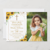 Zonnebloem Gouden Boog Eerste Heilige Communie Fot Kaart (Voorkant)