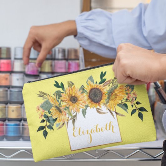 Zonnebloem Gouden Gepersonaliseerde Bloem Etui