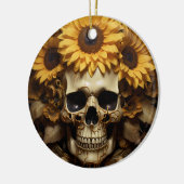 Zonnebloem gouden schedel keramisch ornament (Links)