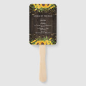 Zonnebloem Gouden Slingerlichten Rustieke Bruiloft Handwaaier (Achterkant)