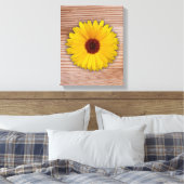Zonnebloem goudsbloem op rustieke houten planken canvas afdruk (Insitu (Slaapkamer))