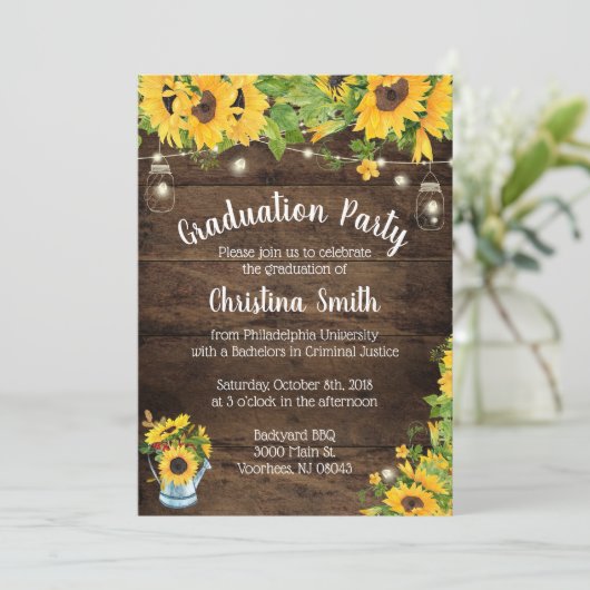 Zonnebloem Graduation Party - Rustiek Land Kaart (Staand voorkant)