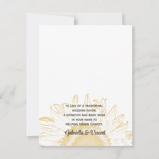 Zonnebloem Grafische bruiloft Charity Favor Kaart (Voorkant)