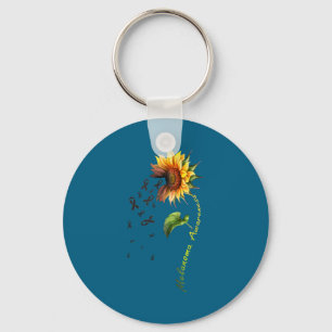 Zonnebloem Grafische Kunst voor Melanoom Bewustzij Sleutelhanger