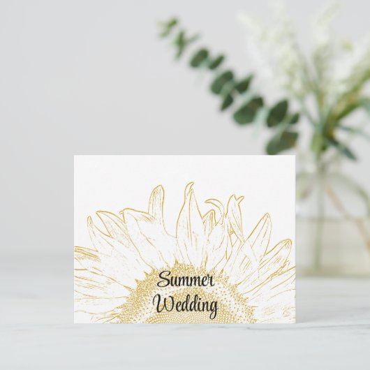 Zonnebloem Grafische Zomdag Aankondiging bruiloft (Staand voorkant)