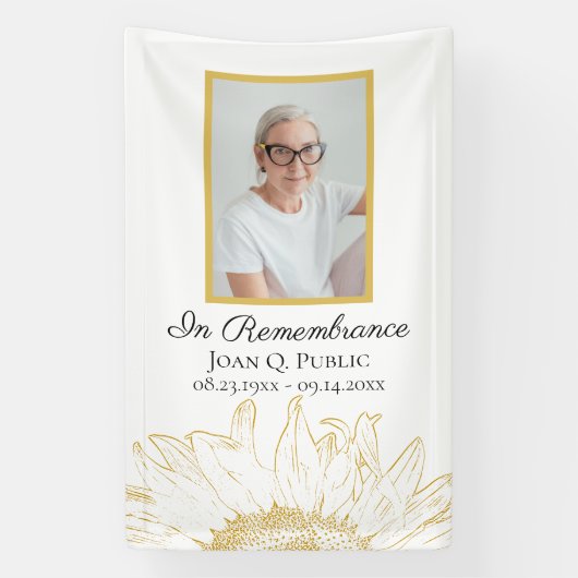 Zonnebloem Graphic Viering van het Leven Begrafeni Spandoek (Verticaal)