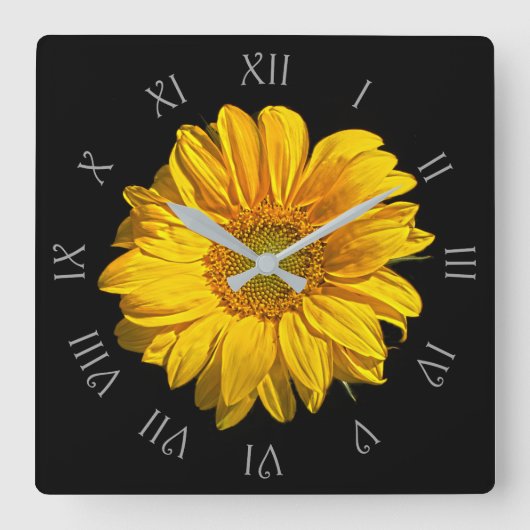 Zonnebloem Gray Script Roman Numbers wcn Vierkante Klok (Voorkant)