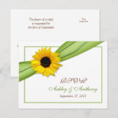 Zonnebloem Green Ribbon Wedding RSVP Reageer Brief Uitnodiging Briefkaart (Voorkant / Achterkant)