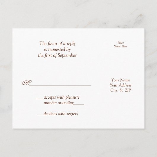 Zonnebloem Green Ribbon Wedding RSVP Reageer Brief Uitnodiging Briefkaart (Achterkant)