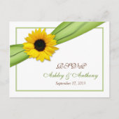Zonnebloem Green Ribbon Wedding RSVP Reageer Brief Uitnodiging Briefkaart (Voorkant)