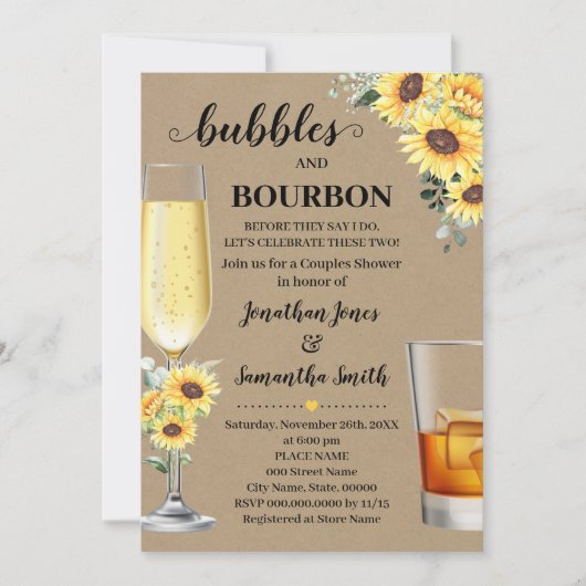 Zonnebloem Greenery Bubbles & Bourbon, voor ik dat Kaart (Voorkant)