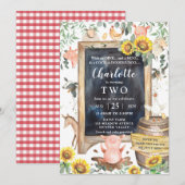 Zonnebloem Greenery Farm Dieren Barnyard Verjaarda Kaart (Voorkant / Achterkant)