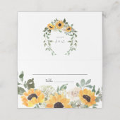 Zonnebloem Greenery Rustic Wedding Place Card Plaatskaartje (Buitenkant ongevouwen)