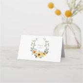 Zonnebloem Greenery Rustic Wedding Place Card Plaatskaartje (Achterkant)