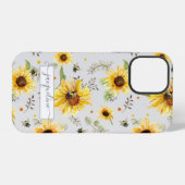 Zonnebloem Grijs Gele Hommels Eucalyptusblad iPhone Hoesje (Achterkant horizontaal)