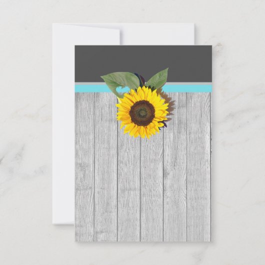 Zonnebloem Grijs hout blauwgroen blauw Rustieke br Kaart (Achterkant)
