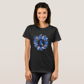 Zonnebloem Grijze Blauwe Diabetes Bewustheid Maand T-shirt (Voorkant volledig)