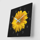 Zonnebloem Grijze Script Nummers wc Vierkante Klok (Hoek)