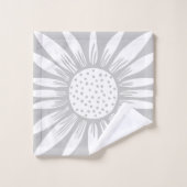 Zonnebloem Grijze witte Tegel Patroon Bad Handdoek (Wasdoekje)