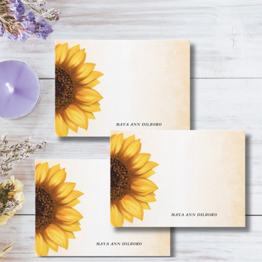 Zonnebloem grillige gepersonaliseerde notitiekaart notitiekaartje