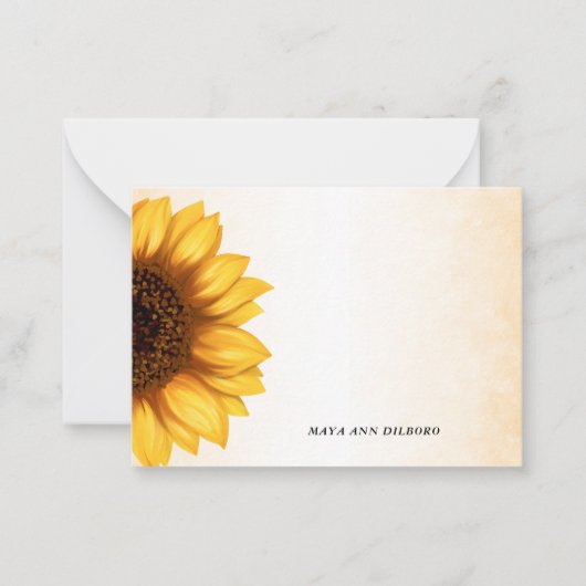 Zonnebloem grillige gepersonaliseerde notitiekaart notitiekaartje (Voorkant)