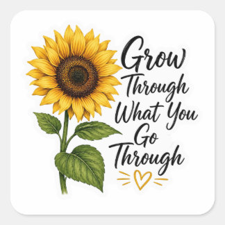 Zonnebloem Groei Door Citaat Sticker