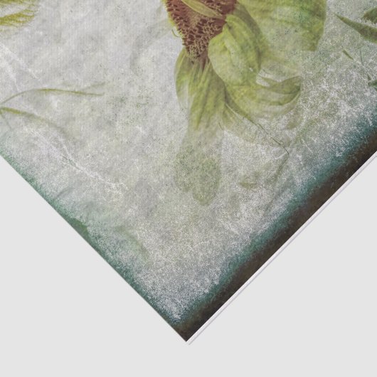 Zonnebloem Groen Antiek Grunge Tissuepapier (Detail)