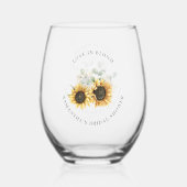 Zonnebloem groen bloem bruidsdouche wijnglas zonder voet (Voorkant)