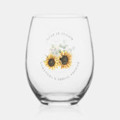 Zonnebloem groen bloem bruidsdouche wijnglas zonder voet (Achterkant)