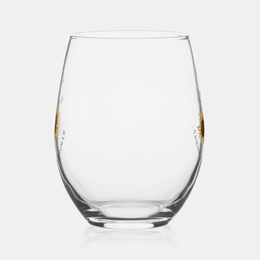 Zonnebloem groen bloem bruidsdouche wijnglas zonder voet (Links)